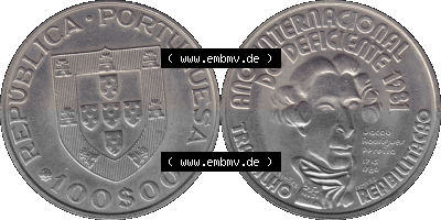 Alte Gedenkmünze aus Portugal als PNG-Grafik 1982, 100 Escudos, Ano Internacional, do Deficiente Sammlung