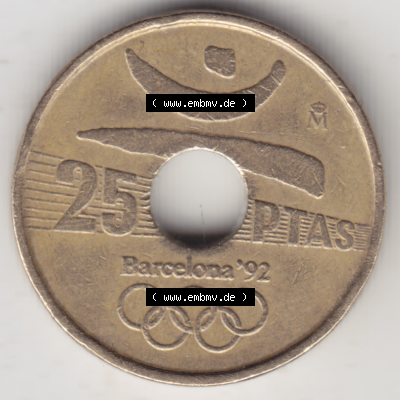 Münze Spanien / España Umlaufmünzen Sammlung in PNG 1990-1991, 25 PTAS II - Peseten 1990 (1) - Digitales Münzen-Bildmaterial... Sammlung