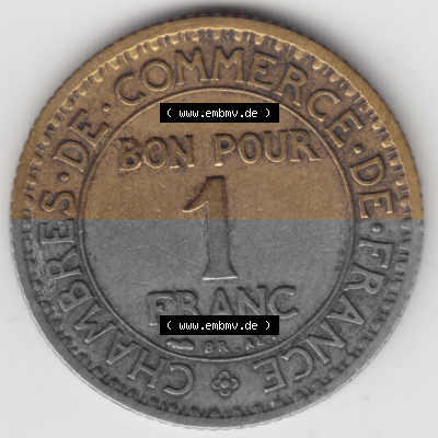 Münze Frankreich Umlaufmünzen Sammlung in PNG 1920-1927, 1 Francs, Franken 1922 (1) - Digitales Münzen-Bildmaterial einer französischen... Sammlung