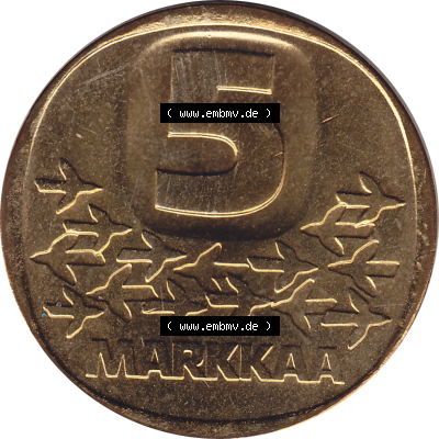 Münze Finnland / SUOMI Umlaufmünzen Sammlung in PNG 1979-1993, 5 Markkaa Fünf finnische Mark 1980 (Stück 1), Suomi Finland... Sammlung