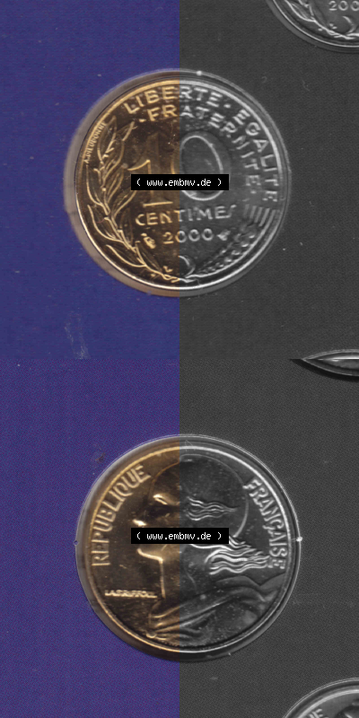 Münze Frankreich Umlaufmünzen Sammlung in PNG 2000, 10 Centimes (4) - Digitales Münzen-Bildmaterial einer französischen Francs... Sammlung