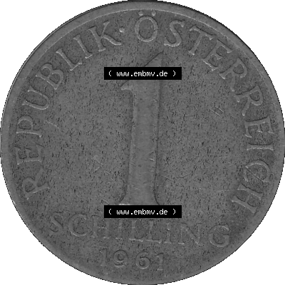 Österreich 1 / Ein Schilling in Graustufen 1959-2001, 1 Schilling 1961 (Stück 1) Graustufen Sammlung