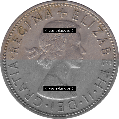 Münzen Großbritannien Umlaufmünzen Sammlung in PNG Großbritannien 1954-1970, 2 Schilling-Florin, Two Shillings, 1963 (Stück... Sammlung