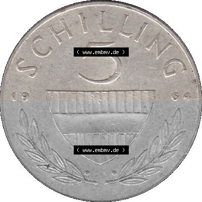 5 / Fünf Schilling Österreich in original Farbgebung von Scanner transparenten PNG 1960-1968, 5 Fünf Schilling 1964 (Stück... Sammlung