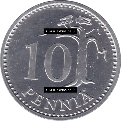 Münze Finnland / SUOMI Umlaufmünzen Sammlung in PNG 1983-1990, 10 Penny Penniä 1985 (Stück 1), SUOMEN TASAVALTA (6) - Digital... Sammlung
