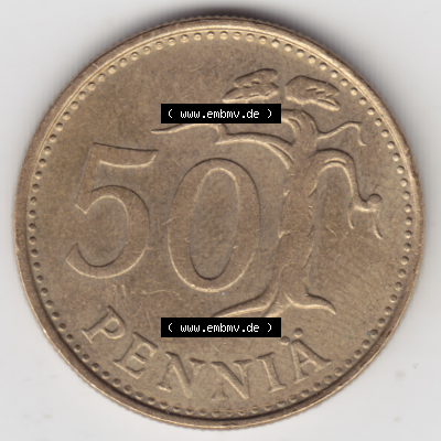Münze Finnland / SUOMI Umlaufmünzen Sammlung in PNG 1963-1990, 50 Penniä (1) - Digital Münzen-Bildmaterial einer Münze aus... Sammlung