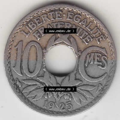 Münze Frankreich Umlaufmünzen Sammlung in PNG 1917-1938, 10 Centimes - Cmes 1925 (2) - Digitales Münzen-Bildmaterial einer... Sammlung
