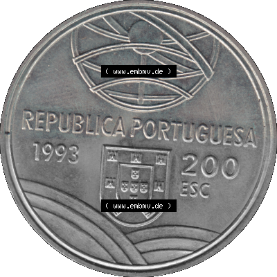 Alte Gedenkmünze aus Portugal als PNG-Grafik 1993, 200 Escudos, Espingarda 1543-1575 Sammlung