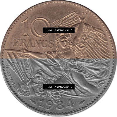 Münze Frankreich Umlaufmünzen Sammlung in PNG 1984-1984, 10 Francs Francois Rude-01 1984 (Stück 1) (5) - Digitales Münzen-Bildmaterial... Sammlung