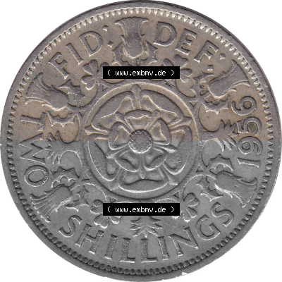 Münzen Großbritannien Umlaufmünzen Sammlung in PNG Großbritannien 1954-1970, 2 Schilling-Florin, Two Shillings, 1956 (Stück... Sammlung