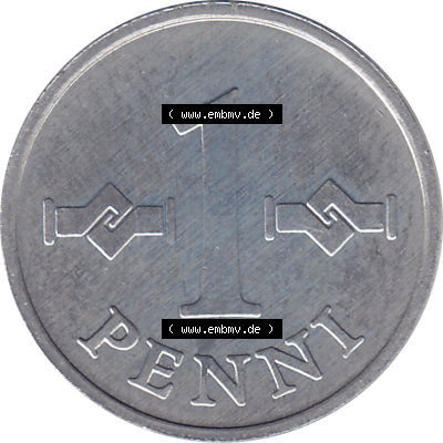 Münze Finnland / SUOMI Umlaufmünzen Sammlung in PNG 1969-1979, 1 Penny, Penni 1976 (Stück 1), SUOMEN TASAVALTA (6) - Digital... Sammlung