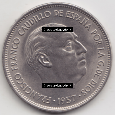 Münze Spanien / España Umlaufmünzen Sammlung in PNG 1957-1957, 25 Peseten (2) - Digitales Münzen-Bildmaterial einer spanischen... Sammlung