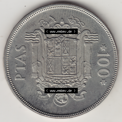 Münze Spanien / España Umlaufmünzen Sammlung in PNG 1975-1975, 100 Peseten 1975 (Stück 1), JUAN CARLOS I REY DE ESPAÑA (2)... Sammlung