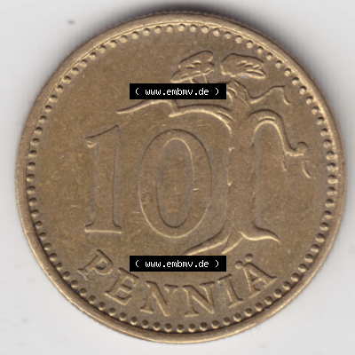Münze Finnland / SUOMI Umlaufmünzen Sammlung in PNG 1963-1982, 10 Penniä (1) - Digital Münzen-Bildmaterial einer Münze aus... Sammlung