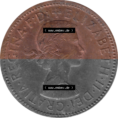 Münzen Großbritannien Umlaufmünzen Sammlung in PNG Großbritannien 1954-1970, Half Penny, Halber Pence 1966 (Stück 1), Elisabeth... Sammlung