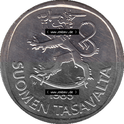 Alte Münzen KMS Finnland, Kursmünzensatz 1976 in Stempelglanz als digitales Computerbild in transparenten PNG 1969-1993, 1 Markka,... Sammlung