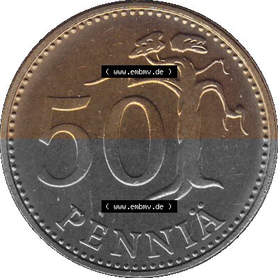 Alte Münzen KMS Finnland, Kursmünzensatz 1980 in Stempelglanz als digitales Computerbild in transparenten PNG 1963-1990, 50... Sammlung