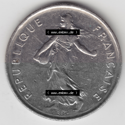 Münze Frankreich Umlaufmünzen Sammlung in PNG 1970-2001, 5 Francs Liberte Egalite Fraternite (2) - Digitales Münzen-Bildmaterial... Sammlung