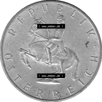 5 / Fünf Schilling Österreich in s/w Schwarzweiß bzw. Graustufen Farbgebung von Scanner transparenten PNG 1960-1968, 5 Fünf... Sammlung