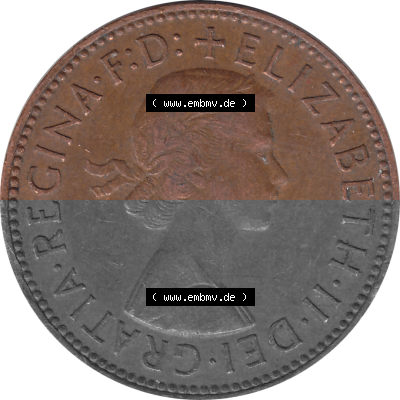 Münzen Großbritannien Umlaufmünzen Sammlung in PNG Großbritannien 1954-1970, Half Penny, Halber Pence 1964 (Stück 2), Elisabeth... Sammlung