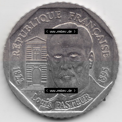 Münze Frankreich Umlaufmünzen Sammlung in PNG 1995-1995, 2 France Louis Rasteur (2) - Digitales Münzen-Bildmaterial einer französischen... Sammlung