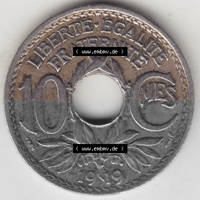 Münze Frankreich Umlaufmünzen Sammlung in PNG 1917-1938, 10 Centimes, RF - Frankreich 10 CMES EGALITÉ FRATERNITÉ LIBERTÉ... Sammlung