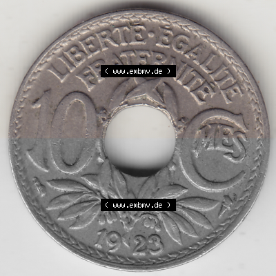 Münze Frankreich Umlaufmünzen Sammlung in PNG 1917-1938, 10 Centimes, 10 CMES EGALITÉ FRATERNITÉ LIBERTÉ 1923 (Stück 1)... Sammlung
