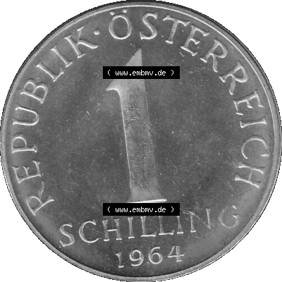 Österreich 1 / Ein Schilling in Graustufen 1959-2001, 1 Schilling 1964 (Stück 1) Graustufen Sammlung