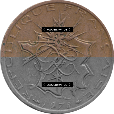 Münze Frankreich Umlaufmünzen Sammlung in PNG 1974-1987, 10 Franken-Francs 1978 (Stück 1) (6) - Digitales Münzen-Bildmaterial... Sammlung