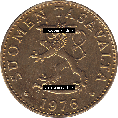 Münze Finnland / SUOMI Umlaufmünzen Sammlung in PNG 1963-1990, 50 Penny Penniä 1976 (Stück 1), SUOMEN TASAVALTA (5) - Digital... Sammlung