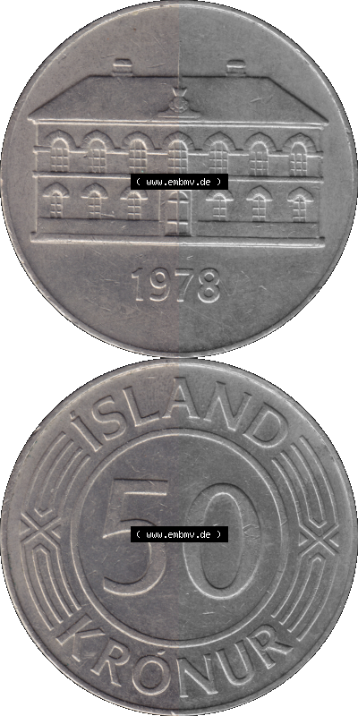 Island Umlaufmünze 1970-1980, 50 Kronur, Kronen 1978 Sammlung