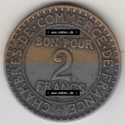 Münze Frankreich Umlaufmünzen Sammlung in PNG 1920-1927, 2 Francs - Franken 1923 (2) - Digitales Münzen-Bildmaterial einer... Sammlung