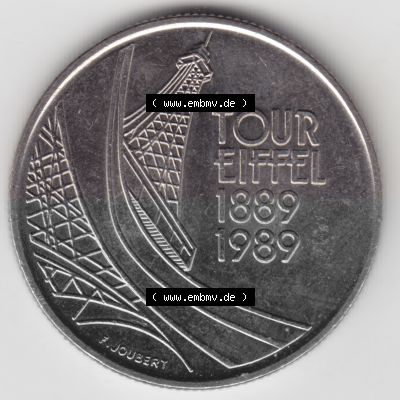 Münze Frankreich Umlaufmünzen Sammlung in PNG 1989-1989, 5 Francs Franken Eiffelturm (2) - Digitales Münzen-Bildmaterial einer... Sammlung
