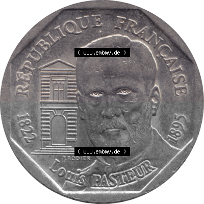 Münze Frankreich Umlaufmünzen Sammlung in PNG 1995-1995, 2 France Louis Rasteur 1995 (Stück 1) (6) - Digitales Münzen-Bildmaterial... Sammlung