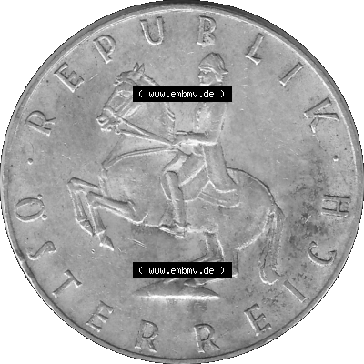 5 / Fünf Schilling Österreich in s/w Schwarzweiß bzw. Graustufen Farbgebung von Scanner transparenten PNG 1960-1968, 5 Fünf... Sammlung