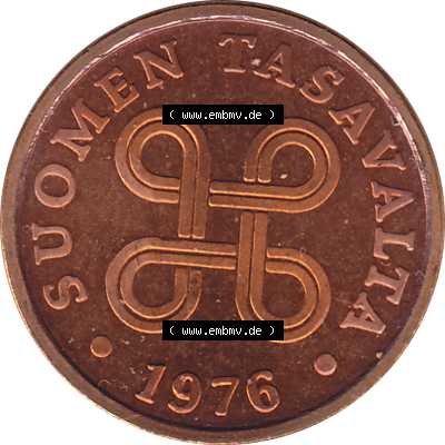 Münze Finnland / SUOMI Umlaufmünzen Sammlung in PNG 1963-1977, 5 Penny Penniä 1976 (Stück 1), SUOMEN TASAVALTA (5) - Digital... Sammlung