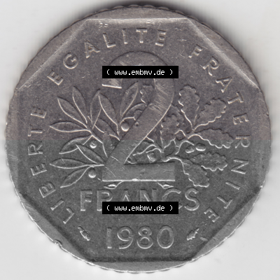 Münze Frankreich Umlaufmünzen Sammlung in PNG 1979-2001, 2 Francs Säerin Semeuse (1) - Digitales Münzen-Bildmaterial einer... Sammlung