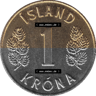 Island Umlaufmünze 1946-1975, 1 Krona 1974 (Stück 1), 1 Isländische Krone Sammlung