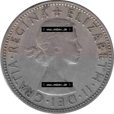 Münzen Großbritannien Umlaufmünzen Sammlung in PNG Großbritannien 1954-1970, 2 Schilling-Florin, Two Shillings, 1961 (Stück... Sammlung