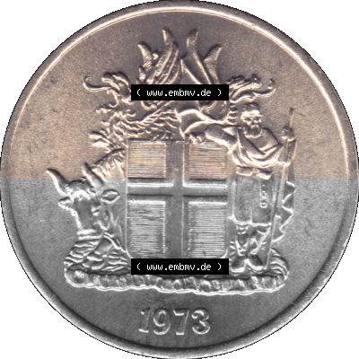Alte Münze 'Island Umlaufmünze 1969-1980, 5 Kronur, Fünf Kronen 1973 (Stück 1). Vorderseite der isländischen Münze. Umlaufmünze... Sammlung