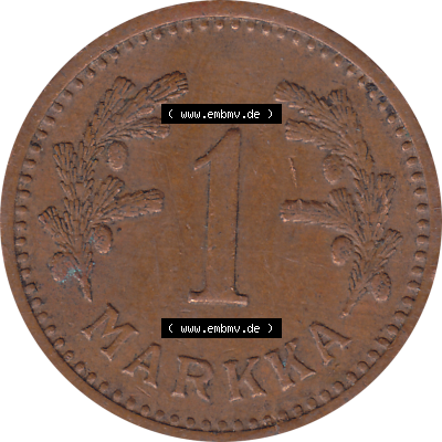 Münze Finnland / SUOMI Umlaufmünzen Sammlung in PNG 1940-1951, 1 finnische Mark, Markka, Kupfer 1942 (Stück 1) (6) - Digital... Sammlung