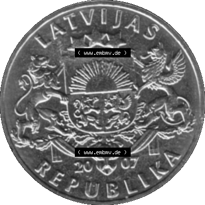 Lettland Umlaufmünze 1992-2008, 1 Lats 2007 (Stück 1), Atlatischer Lachs Graustufen Sammlung
