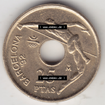 Münze Spanien / España Umlaufmünzen Sammlung in PNG 1990-1991, 25 PTAS - Peseten 1991 (1) - Digitales Münzen-Bildmaterial... Sammlung