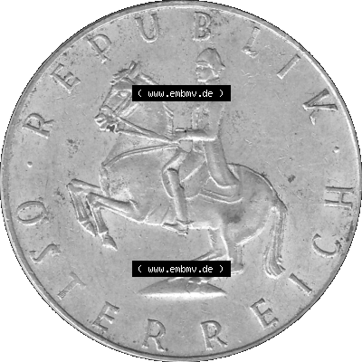 5 / Fünf Schilling Österreich in s/w Schwarzweiß bzw. Graustufen Farbgebung von Scanner transparenten PNG 1960-1968, 5 Fünf... Sammlung