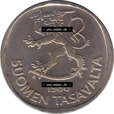 Münze Finnland / SUOMI Umlaufmünzen Sammlung in PNG 1969-1993, 1 Markka, Eine finnische Mark 1980 (Stück 1), SUOMEN TASAVALTA... Sammlung