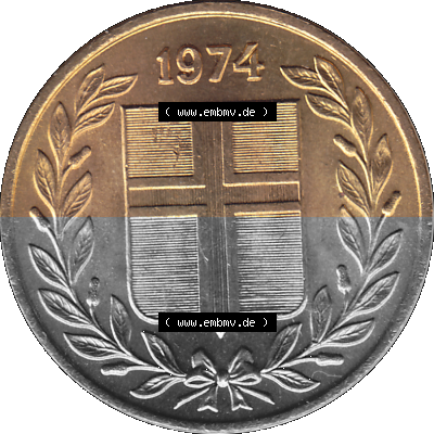 Island Umlaufmünze 1969-1974, 50 Aurar 1974 (Stück 1), 50 Isländische Aurar Sammlung