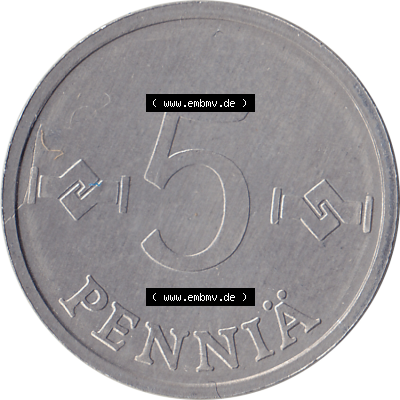 Münze Finnland / SUOMI Umlaufmünzen Sammlung in PNG 1977-1990, 5 Penny Fünf Penniä Johanneskreuz 1980 (Stück 1), SUOMEN TASAVALTA... Sammlung