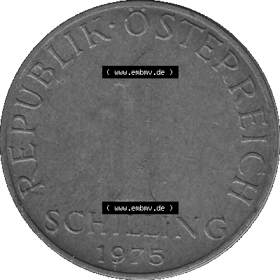 Österreich 1 / Ein Schilling in Graustufen 1959-2001, 1 Schilling 1975 (Stück 1) Graustufen Sammlung