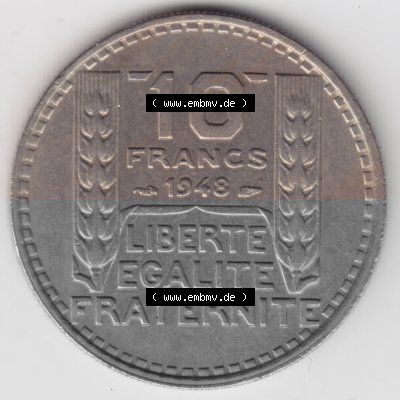 Münze Frankreich Umlaufmünzen Sammlung in PNG 1947-1949, 10 Francs, Franken 1948 (1) - Digitales Münzen-Bildmaterial einer... Sammlung