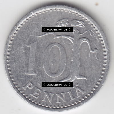 Münze Finnland / SUOMI Umlaufmünzen Sammlung in PNG 1983-1990, 10 Penniä (1) - Digital Münzen-Bildmaterial einer Münze aus... Sammlung